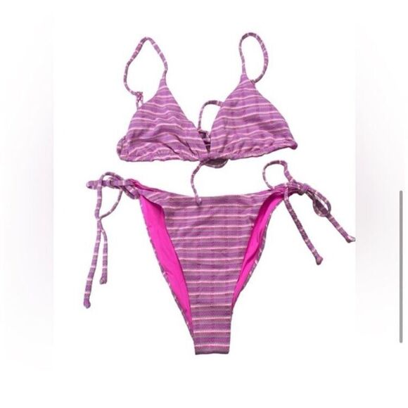 L*Space Electric Pique Stripe Brittany/Lennox Bikini L - Picture 2 of 8